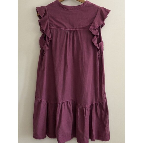 Anthropologie Pilcro Dress Sz S Plum Ruffle V-Neck Flounced Raspberry Tunic - Picture 8 of 14